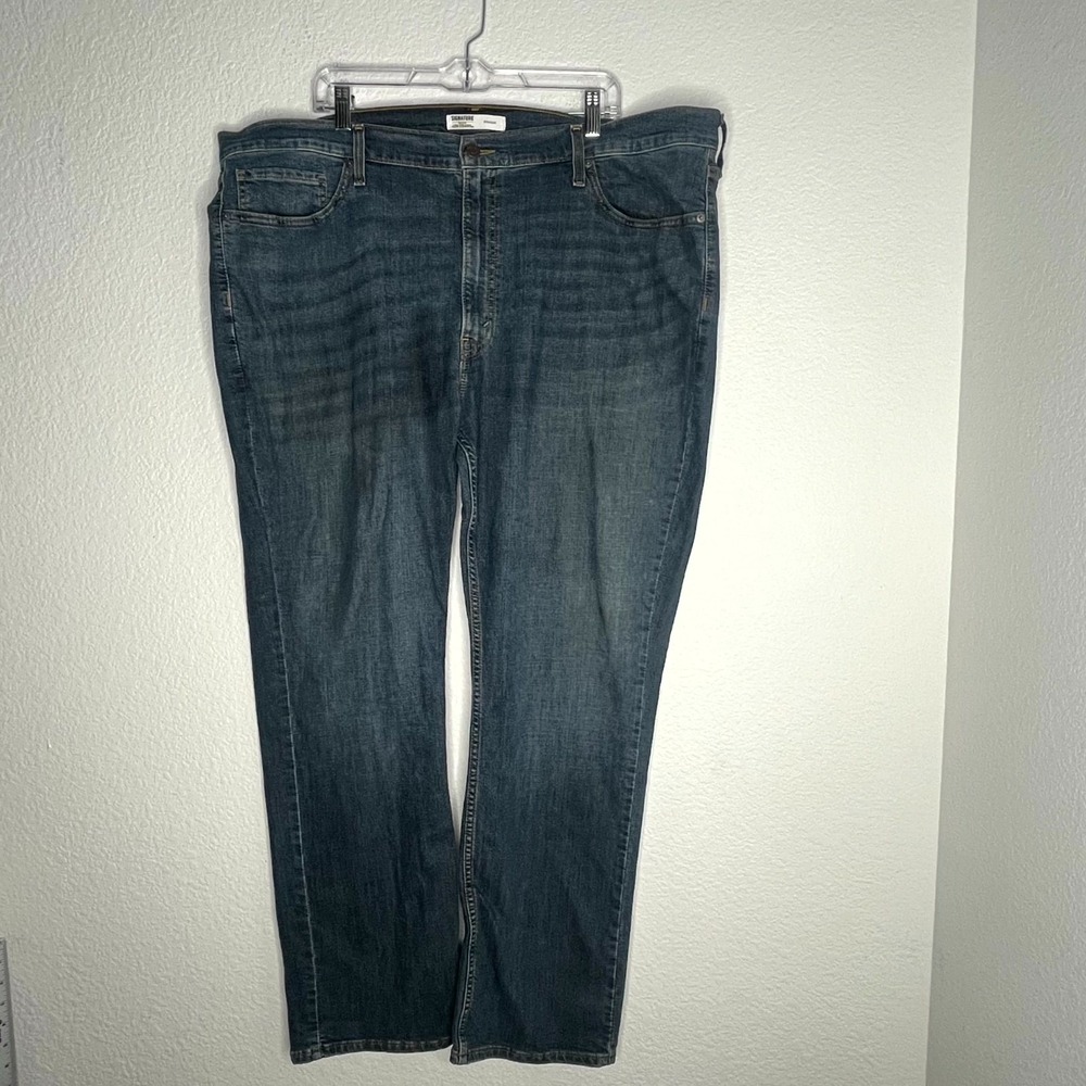 Levi's Signature Straight Jeans Mens 44x30 Blue Denim Cotton Stretch Outdoor